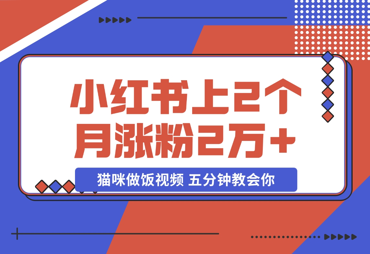【2024.11.21】小红书上2个月涨粉2万+ 的猫咪做饭视频 五分钟教会你-朝晞项目网
